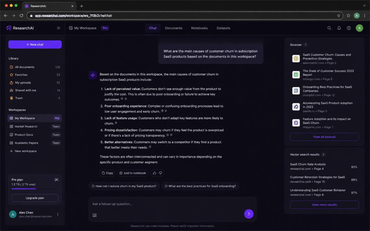AI Research Assistant interface screenshot